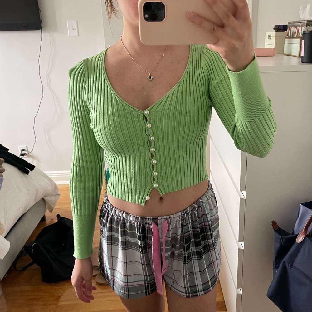 Green cardigan from Shein